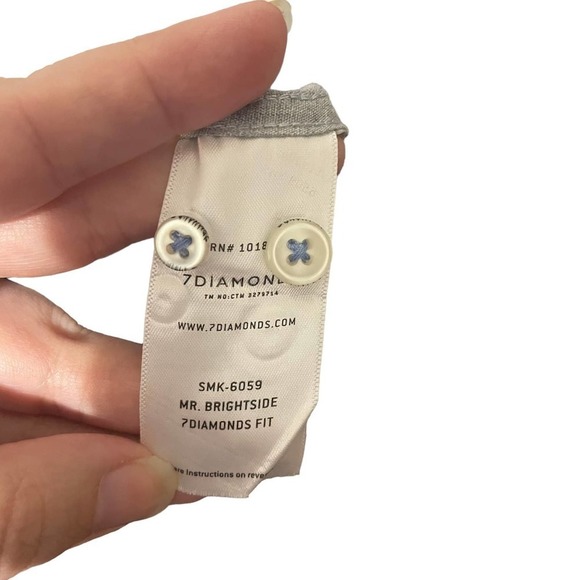 7DIAMONDS 100% Cotton Lightweight Blue, Pink & Gray Plaid Button Down - Picture 6 of 7